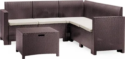 Produktbild von Lounge-Set für den Außenbereich Dcorre, Garten-Set mit Kissen, Lounge-Set für den Innenbereich in Rattan-Optik, 100 %  Italy, Braun
