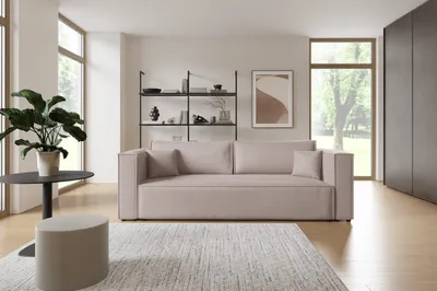 Produktbild von Furnisell Schlafsofa Velour Sofa mit Bettkasten "KEYMON", Hellgrau