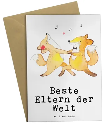 Produktbild von Mr. & Mrs. Panda valentinstagskarte Fuchs Beste Eltern der Welt - Weiß - Geschenk, Grußkarte, Papa, Mami, Geschenkidee, hochzeitskarten, Dankeschön, dankeskarten, Familie