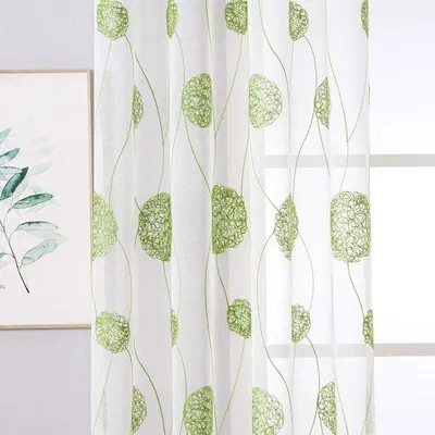 Productafbeelding van Famanu transparante gordijnen met linnenlook - 245 cm x 140 cm