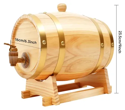 Produktbild von 3 l Holzfass - Eichenfass mit Ständer - Mini Bierfass mit Zapfhahn - Für Whisky, Wein, Cocktails - Umweltfreundlich - Schokobraun