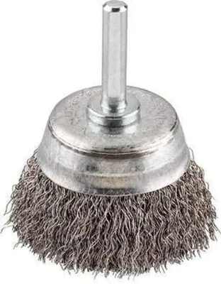 Immagine prodotto di spazzola a tazza kwb grossolana, ondulata, filo d'acciaio HSS, Ø 75 mm per metallo e pietra, spazzola a filo per trapano incl. albero esagonale E6.3, per sgrassare, decalcificare, irruvidire e pulire