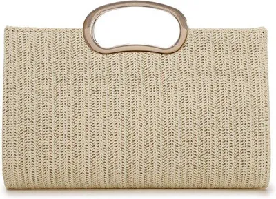 Productafbeelding van Clutch-tas dames - gevlochten PP-stro - handvat bovenaan - perfect voor strandvakantie