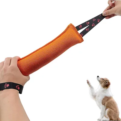 Produktbild von Beißwurst Hundespielzeug 30 cm Orange mit Pfotenabdruck