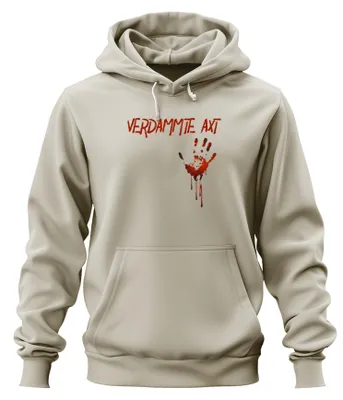 Productafbeelding van VERDAMMTE AXT Bloedige handafdruk, horror, Halloween, griezelige hoodie, uni, natuurlijke kleur, maat S