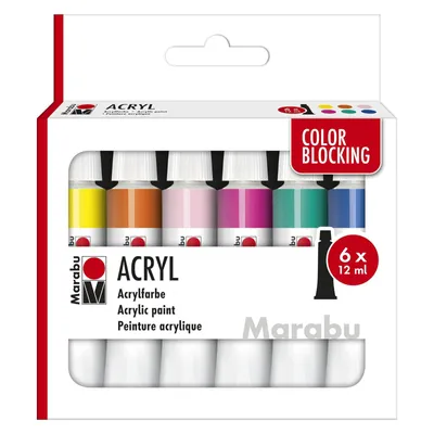 Obrázok produktu pre Marabu 1210000000213 Marabu sada akrylových farieb COLOR BLOCKING, 6 x 12 ml