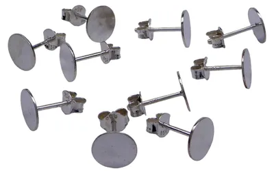 Produktbild von 5 Paar 925 Silber Ohrstecker Rohlinge 8mm zur Schmuckherstellung