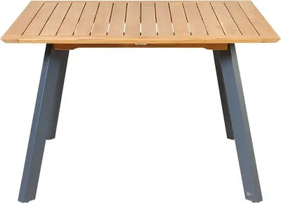 Produktbild von Luna Tisch quadratisch 120x120 cm aus Teakholz Beine Aluminium Anthrazit
