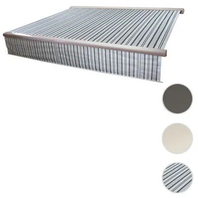 Produktbild von Elektrische Vollkassetten-Markise T124, 5x3m ausfahrbarer Volant  Polyester Grau/Weiß
