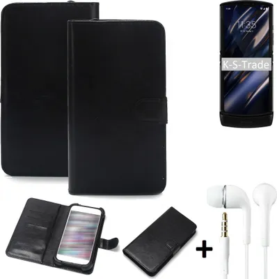 Produktbild von K-S-Trade Wallet Case Handyhülle kompatibel mit Motorola Razr (2019) Schutzhülle Flip cover Flipstyle Tasche Hülle Flipcover Slim Bumper schwarz +