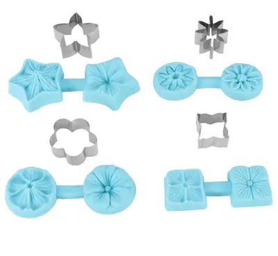 Immagine prodotto di Stampi in silicone per dolci, set da 4, con formine per decorazioni in fondant e cioccolato, a forma di fiori