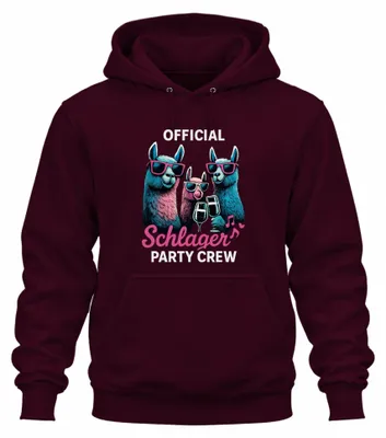 Produktbild von Schlager Party Crew Offiziell Alpaka Lama Prosecco Musik Hoodie Kapuzenpullover, Burgundy, L