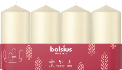 Produktbild von Bolsius Stumpenkerzen 4er Tray Ø 4,8 x 10 cm weiche perle