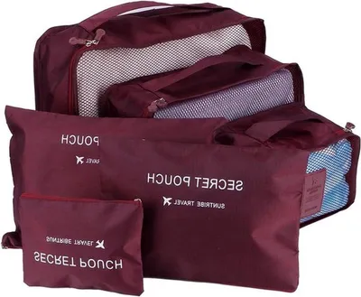 Set von 6 Kleidersortierungstaschen - Leichter Nylon Kofferorganizer mit Aufbewahrungstasche für Reisen