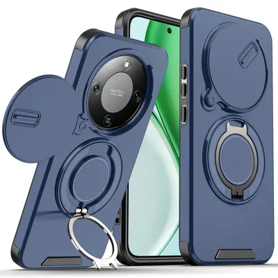 Obrázek produktu pro Dvouvrstvé pouzdro pro Honor X9D / Magic8 Lite, s posuvným krytem fotoaparátu a magnetickým kroužkovým stojánkem Modrý
