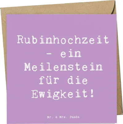 Produktbild von Mr. & Mrs. Panda Grußkarte Spruch 40. Hochzeitstag Rubinhochzeit - Lavendeltraum - Geschenk, doppelkarte, Geschenke, Heirat, anlasskarte, Ehejubiläum, Ehe, faltkarte