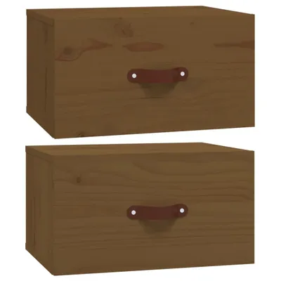 Produktbild von vidaXL Wand-Nachttische 2 Stk. Honigbraun 40x29,5x22 cm