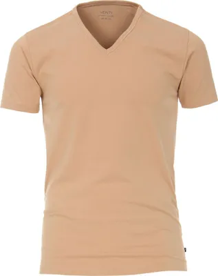 Produktbild von Venti - Herren T-Shirt mit V-Ausschnitt im 2er Pack, schwarz, weiß oder beige, S-XXL (012600), Größe:S, Farbe:beige (650)