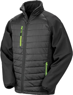 Produktbild von Result R237X | Herren Black Compass Softshell Jacket - Farbe: Black/Lime - Größe: XL