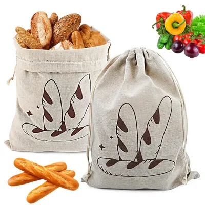 Obrázek produktu pro Lněné sáčky na chléb, 2 kusy, 40 cm × 30 cm, opakovaně použitelné