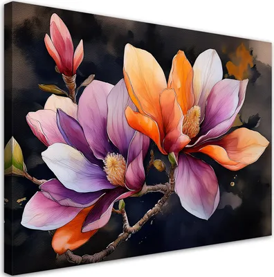 Produktbild von Leinwandbild Magnolie Natur 90x60 Feeby Bunt bild für die wand bereit zum aufhängen