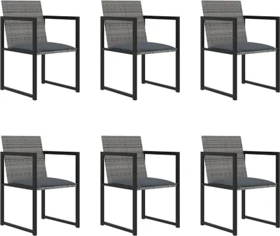Produktbild von vidaXL 7-tlg. Garten-Essgruppe mit Kissen Poly Rattan Grau