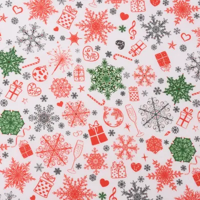 Produktbild von Baumwollstoff Meterware Digitaldr. Christmas Eiskristall Herz weiß rot