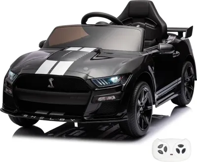 Produktbild von Ford Mustang Shelby GT500 Kinder Elektroauto 12V (1–5 Jahre) – Offiziell Lizenziert, mit 2.4G Fernbedienung, EVA-Reifen & Ledersitz – Kinder Elektroauto Schwarz