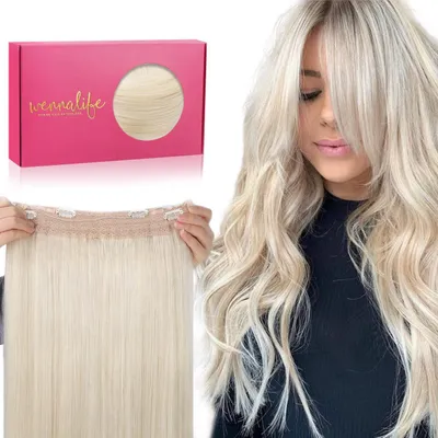 Produktbild von Secret Hair Extensions Echthaar 40cm Platinblond Remy Draht Extensions 75g