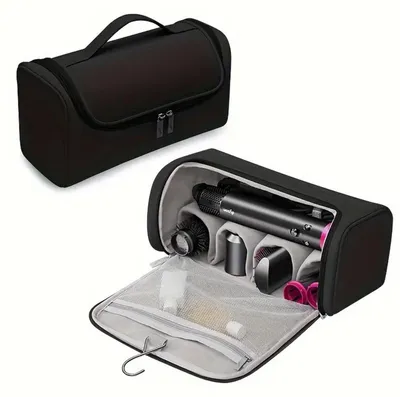 Immagine prodotto di INF Borsa portaoggetti portatile compatibile con il phon Dyson – Custodia da viaggio in tessuto Oxford per strumenti per capelli Nero