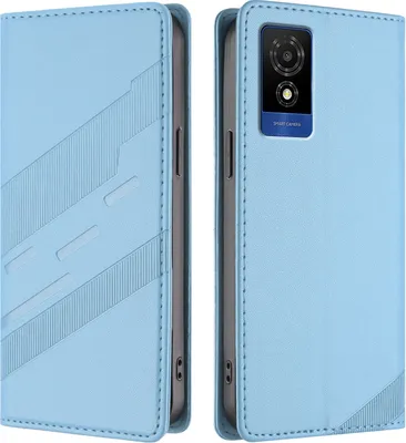 Produktbild von Hülle für TCL 501/T433D, Kunstleder Brieftaschen Handyhülle mit Kartenfach und Standfunktion Hellblau