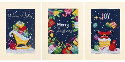 Produktbild von Vervaco Kreuzstich Stickpackung Grußkarten "Weihnachten 3er Set" 3er Set, Zählmuster, 10,5x15cm