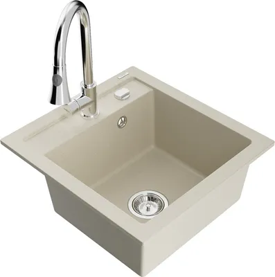 Produktbild von Mexen Vito 1-Becken-Granit-Spüle mit Mischbatterie Elia, Beige - 6503-69-670101-00