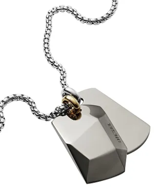 Productafbeelding van Diesel DX1143040, ketting met hanger voor heren, roestvrij staal, dubbele dogtags, goud-grijs-zilver