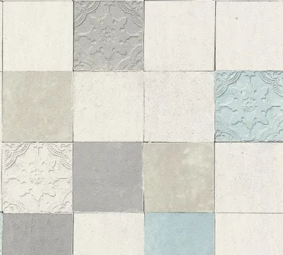 Produktbild von Livingwalls Fliesentapete New Walls Finca Home Vliestapete grau blau creme 10,05 m x 0,53 m