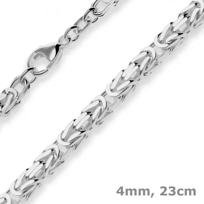 Produktbild von 4mm Armband Königskette Silberarmband Armschmuck aus 925 Silber rhodiniert 23cm