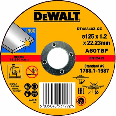Image de DEWALT Disque à tronçonner acier inoxydable plat 125x1.2 mm DT42340Z-QZ