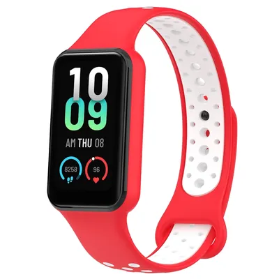 Image de Pour Amazfit Band 7 Bracelet de sport en silicone bicolore rouge / blanc Bracelet de rechange
