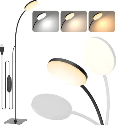 Obrázek produktu pro USB výškově nastavitelná LED stojací lampa 3 barevné režimy 3000K-6000K stojací lampa Stmívatelná lampa na čtení Flexibilní stojací lampa husím krku