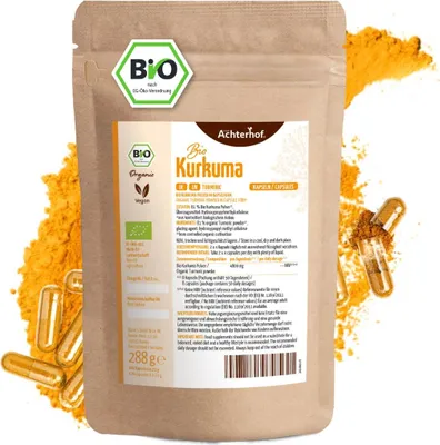 Produktbild von Achterhof Kurkuma Kapseln Nachfüllpack (400 Kapseln)