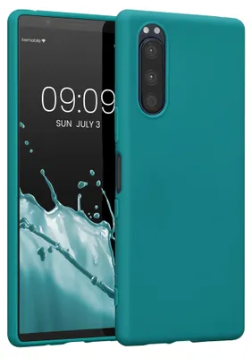 Produktbild von kwmobile Handyhülle für Sony Xperia 5 Hülle - TPU Case - Kabelloses Laden - Schutzhülle Cover in Petrol matt