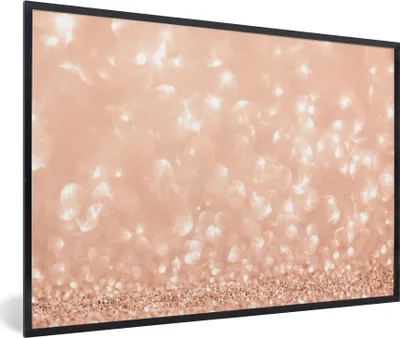 Produktbild von MuchoWow® MuchoWow® Gerahmtes Poster Lachsrosa Glitzer 90x60 cm - Poster mit zchwarzem Bilderrahmen - Fotorahmen - Foto-Plakat