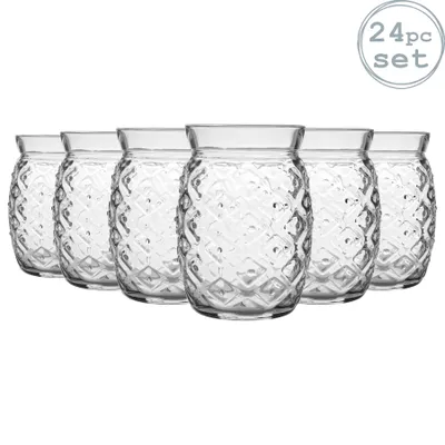 Produktbild von Bormioli Rocco 24 Stück Sour Ananas Cocktail-Gläser Set - Dekorative Tropical Tiki Bar Tumblers Trinken - 455ml