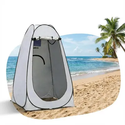 Produktbild von CLIPOP Pop up Zelt, Duschzelt mit Tragetasche, Tragbares Umkleidezelt für Outdoor, Camping, 120x120x190 cm, Grau