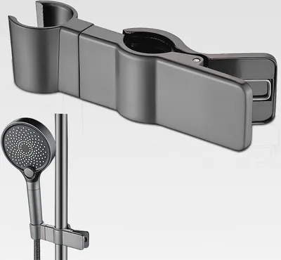Produktbild von Duschkopfhalterung, Verstellbar Duschhalterung, 45° Handbrause Halterung ohne Bohren Brausehalter Duschstange Duschkopf Halterungen Verstellbar Duschkopfhalter für Slide Bar (Grau)