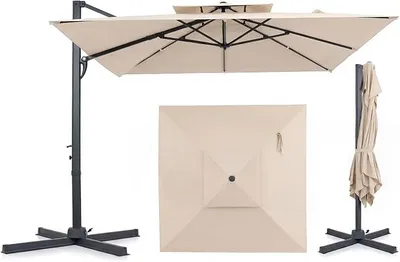 Imagen del producto de Sombrilla con doble cubierta, 300 x 300 cm, sombrilla tipo paraguas de aluminio