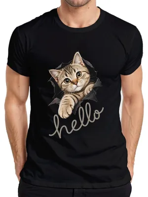 Productafbeelding van Hallo Schattige Kat, Mieke, Opvallend T-shirt, Zwart, Maat M