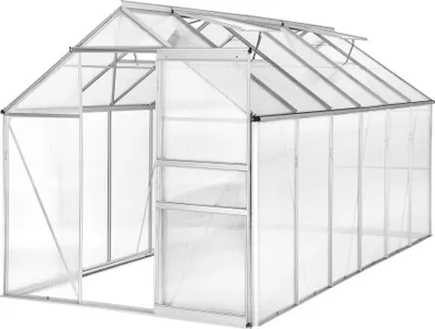 Image de Serre en aluminium, résistant aux UV, 185x375x195cm - blanc transparent