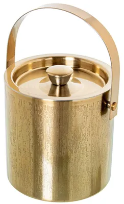 Eiswürfelbehälter aus Edelstahl, matt gold, 15x15x26 cm