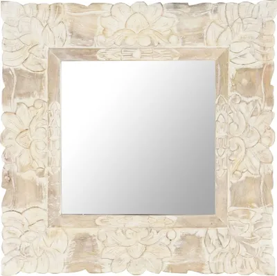 Zdjęcie produktu dla Lustro białe 50x50 cm lite drewno mango